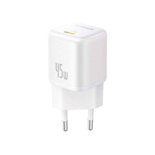 Baseus Φορτιστής Χωρίς Καλώδιο GaN με Θύρα USB-C 45W Power Delivery / Quick Charge 3.0 / SuperCharge Λευκός (PicoGo)