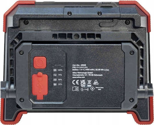 Wiha Arbeitsbeleuchtung Wiederaufladbar LED IP54 mit einer Helligkeit von bis zu 3000lm