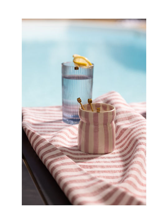 Grecian Sand Plant-Based Candle 184g Lilac Striped Ceramic Jar Cabana Paddywax