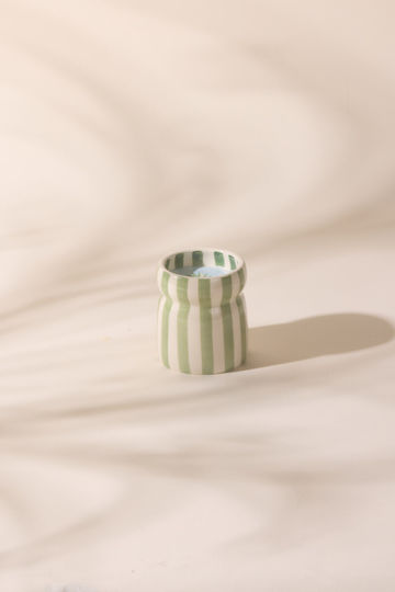 Lumânare pe bază de plante Bora Bora 184g Borcan ceramic cu dungi verzi Cabana Paddywax