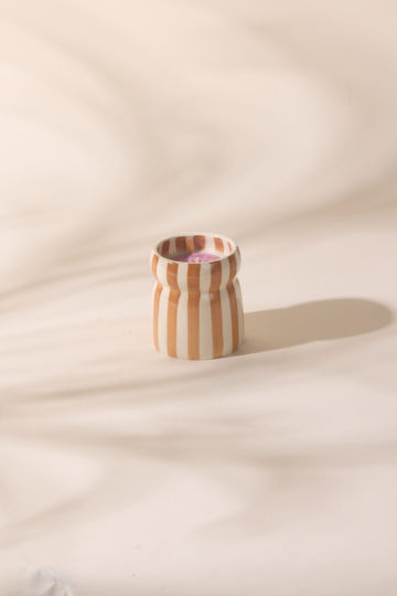 Griechische Sand Pflanzliche Kerze 184g Flieder Gestreiftes Keramikgefäß Cabana Paddywax