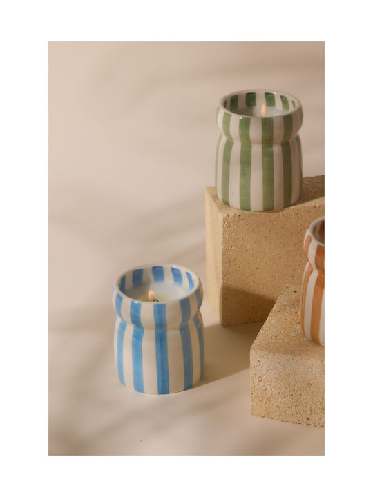Lost At Sea Pflanzenwachskerze 184g Blau Gestreiftes Keramikgefäß Cabana Paddywax