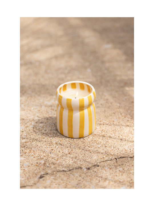 Gold Coast Φυτικό Κερί 184gr Κίτρινο Ριγέ Κεραμικό Δοχείο Cabana Paddywax