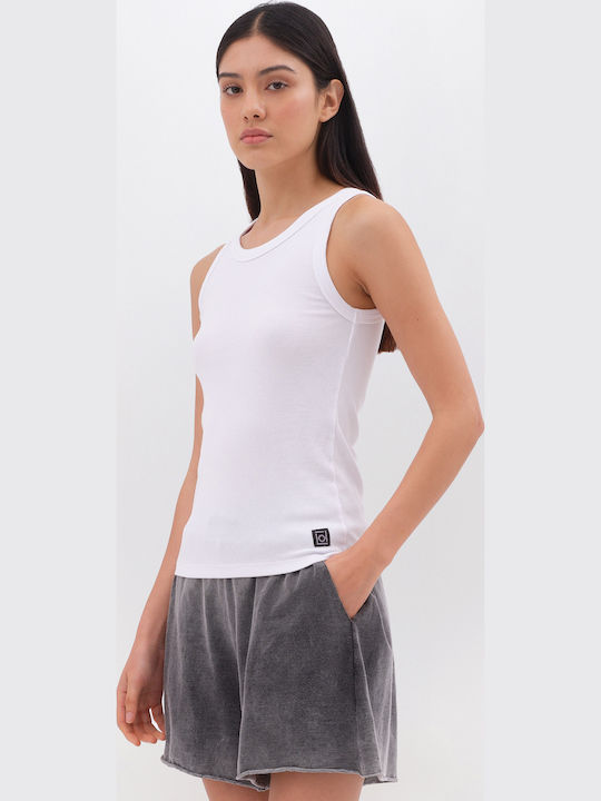 Γυναικείο Crop Top Βαμβακερό Αμάνικο White