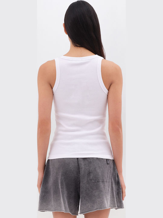 Γυναικείο Crop Top Βαμβακερό Αμάνικο White