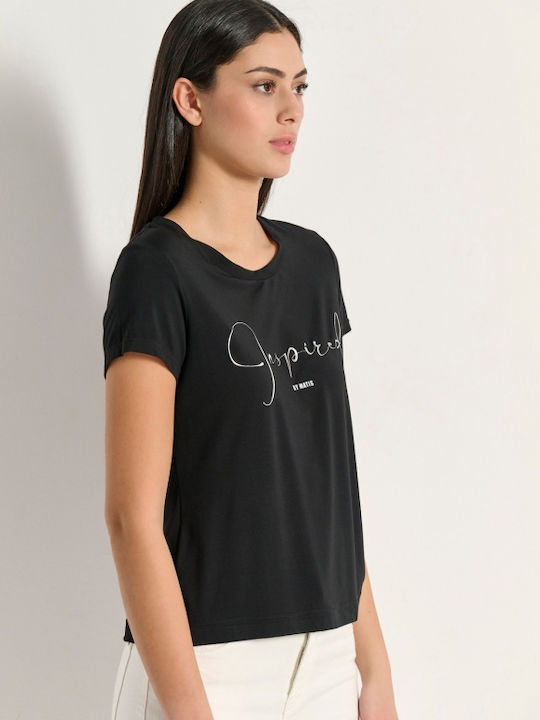 Bluze Damă Bumbac Mâneci Scurte Negru
