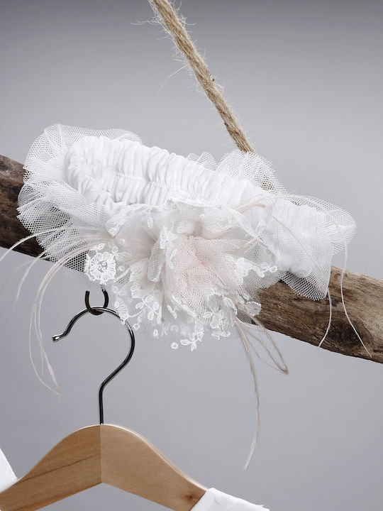 New Life White Baptism Clothes Set for Girls with Hair Accessories Cardigan & Dress Made of Tulle 3 Pieces