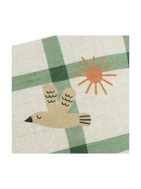 Vibes Rectangular Pillow Green Windowpane Bird 44x25 M