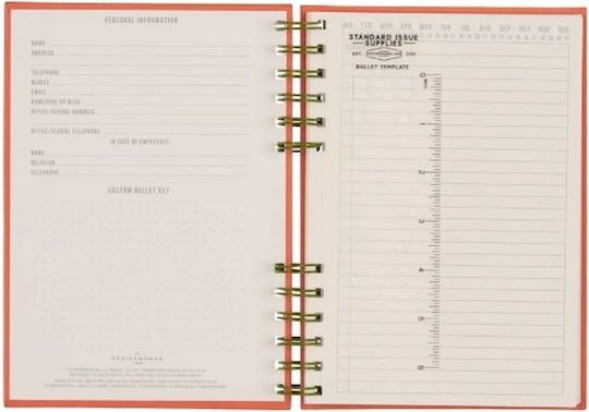 Designworks Notizbuch Spirale Bullet 96 Blätter Geregelt mit Stiftetui Grün