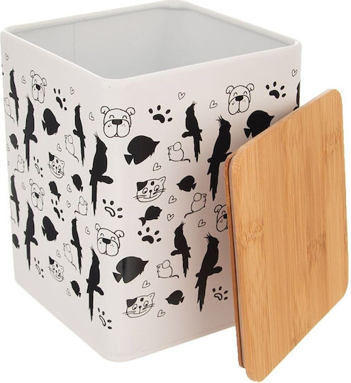 Cutie din tablă Orion cu capac din lemn pentru animale de companie 3l 14x16,5cm