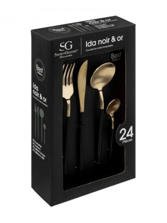 Secret de Gourmet Σετ Μαχαιροπίρουνα Ανοξείδωτα Μαύρα 24τμχ