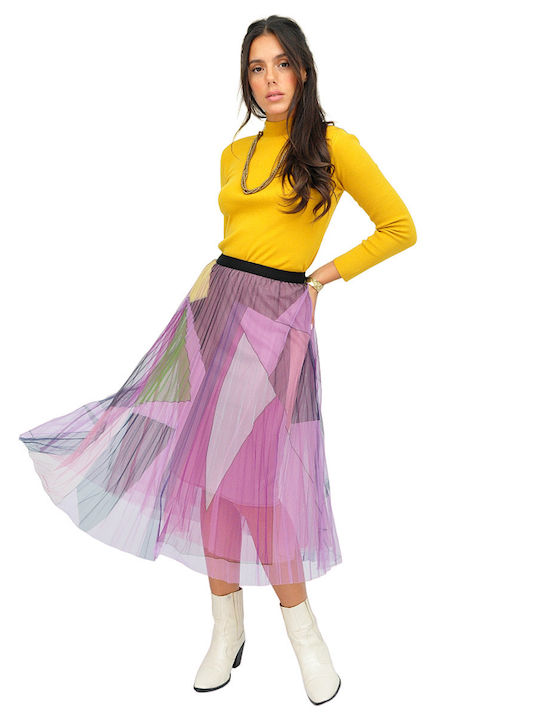 High-waisted Midi Skirt Purple