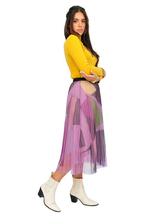 High-waisted Midi Skirt Purple