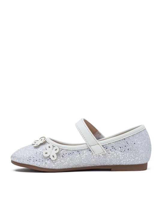 Kids Ballerinas with Hoop & Loop Closure White