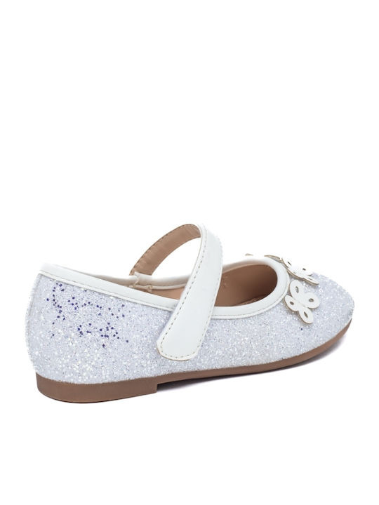 Kids Ballerinas with Hoop & Loop Closure White