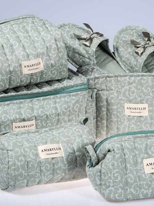 Handmade Toiletry Bag Amaryllis Mint Paisley