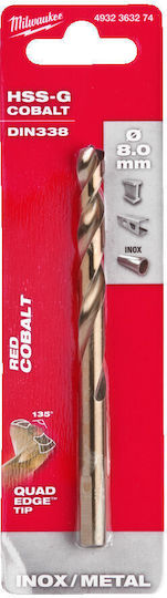 Milwaukee Drill Cobaltium with Cylindrical Shank for Metal 8mm