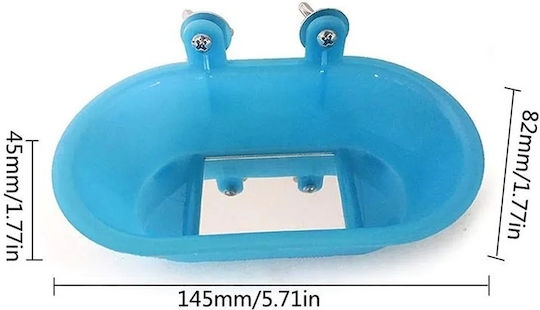 Vogelkäfig-Badewanne mit Spiegel & Metallclips – L14,5xB4,5xH8cm