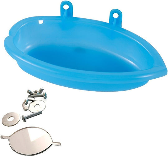 Vogelbad Käfigspiegel & 2 Metallschrauben – L18,5xB10xH4,5cm