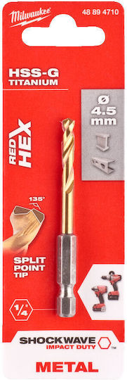 Milwaukee Drill Hex Titanium with Hexagonal Shank for Metal 4.5x29mm