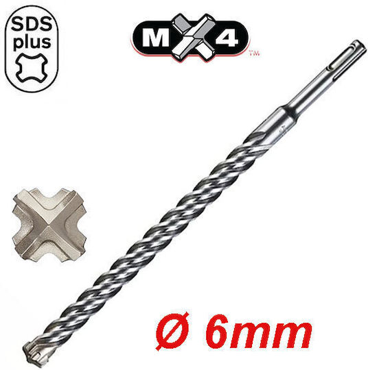 Milwaukee Four-Cut Drill with SDS Plus Shank for Masonry και Metal 6x50mm