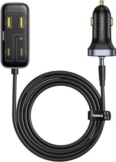 Baseus Автомобилно Зарядно Устройство 110w 3u+3c Backseatpal L1 Черно