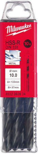 Milwaukee Air Drill HSS 10.0x133mm Set of 10 Diamond Drills HSS with Cylindrical Shank for Metal