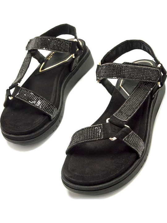 Flache Sandalen für Damen in Schwarz Farbe