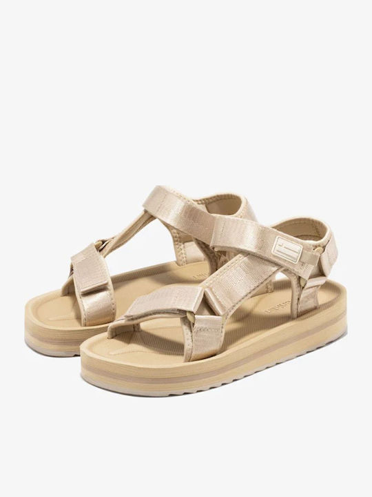 Women's Flat Sandals in Gold Color