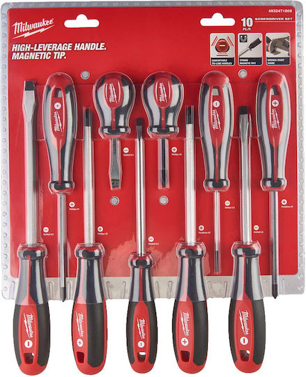 Milwaukee Set 10 Magnetic Screwdrivers with 10 Interchangeable Tips