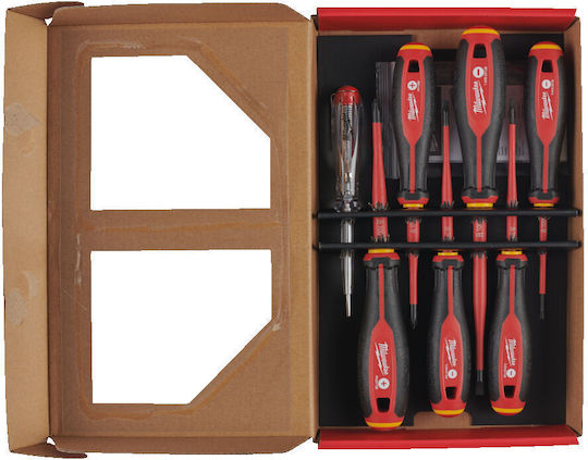 Milwaukee Set 7 Magnetic Electrician VDE 1000V Screwdrivers with 7 Interchangeable Tips