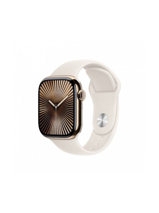 Apple Sport Band 42mm S/M Curea Silicon cu Pin Starlight (Apple Watch Seria 4, 5, 6, 7, SE)