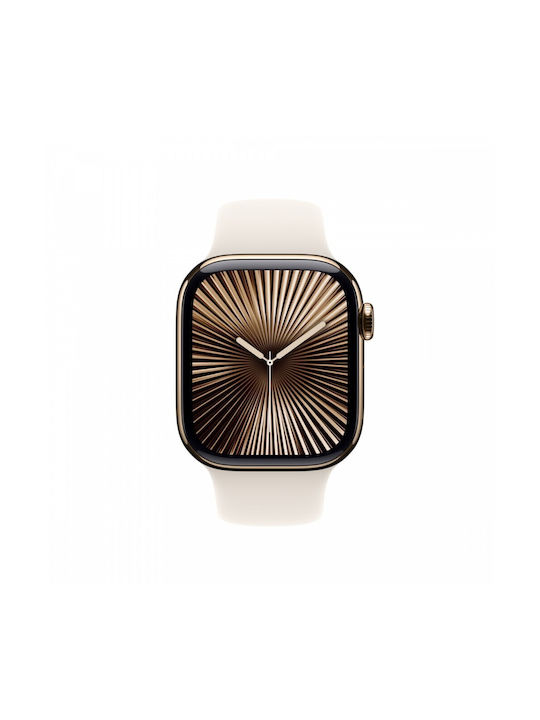 Apple Sport Band 42mm S/M Curea Silicon cu Pin Starlight (Apple Watch Seria 4, 5, 6, 7, SE)