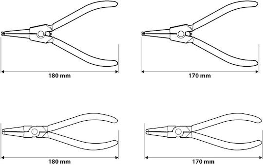 Neo Tools Sicherungsringzange Gerade 180mm Länge 4 Stück