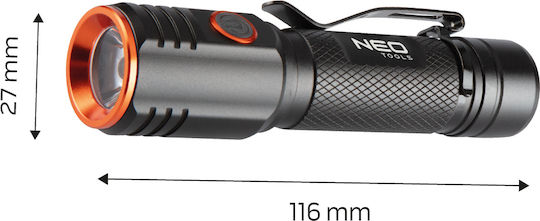 Neo Tools Επαναφορτιζόμενος Φακός LED IPX6 με Μέγιστη Φωτεινότητα 2000lm