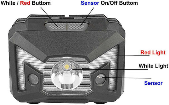 Alpin Headlamp LED IPX4 with Maximum Brightness 220lm with Sensor+ Black