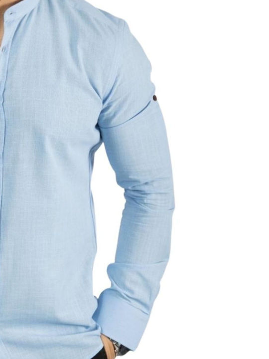 Long-sleeved Linen Shirt Light Blue