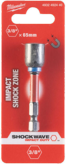 Milwaukee Shockwave Magnetic Hex Socket with 1/4" Drive, 3/8" Diameter 3/8"
