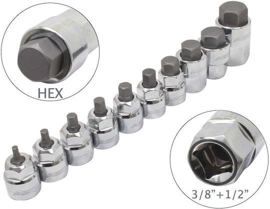Satra Nüsse Sechskant mit Vierkant-Antrieb HEX Set 10Stück
