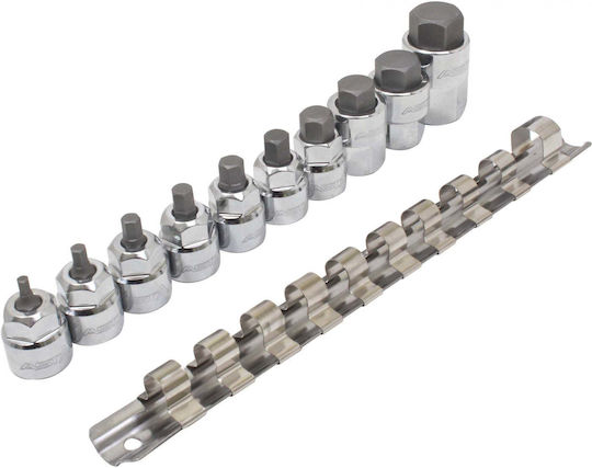 Satra Nüsse Sechskant mit Vierkant-Antrieb HEX Set 10Stück