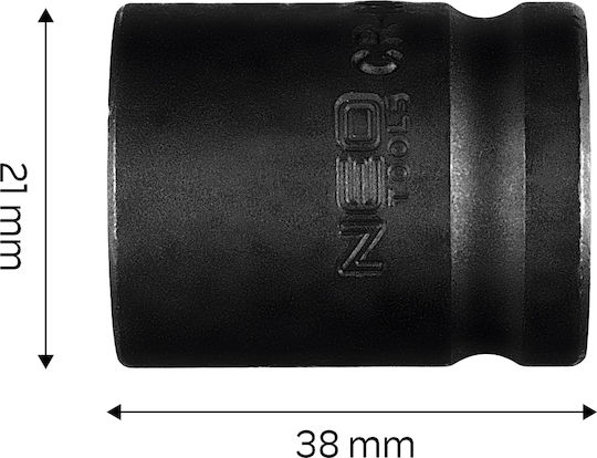 Neo Tools Nuss Pneumatisch Sechskant mit Vierkant-Antrieb 1/2" Durchmesser 1/2" 1Stück