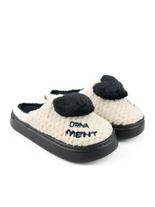 Schwarze Flauschige Herz-Pantoffeln