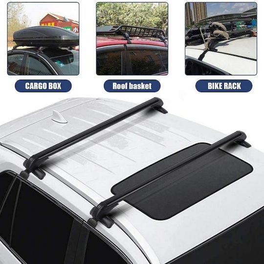 Aluminum Car Roof Bars 95cm Universal Volkswagen Up Set with Roof Rack Legs Black