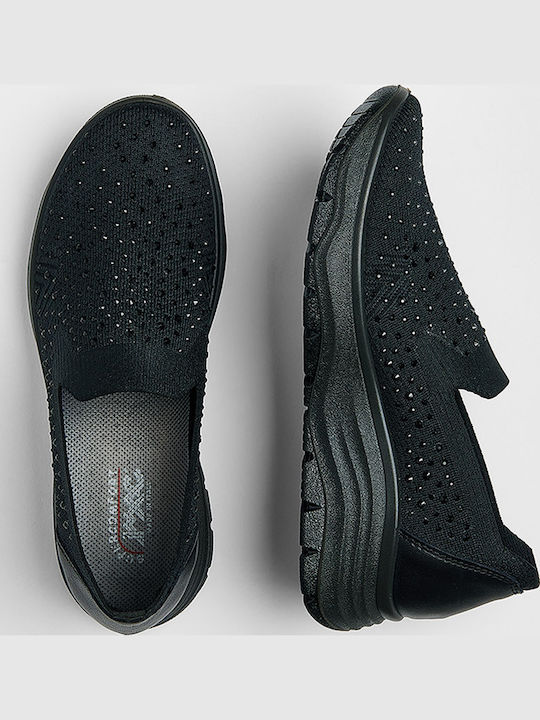 Leder Damen Mokassins in Schwarz Farbe