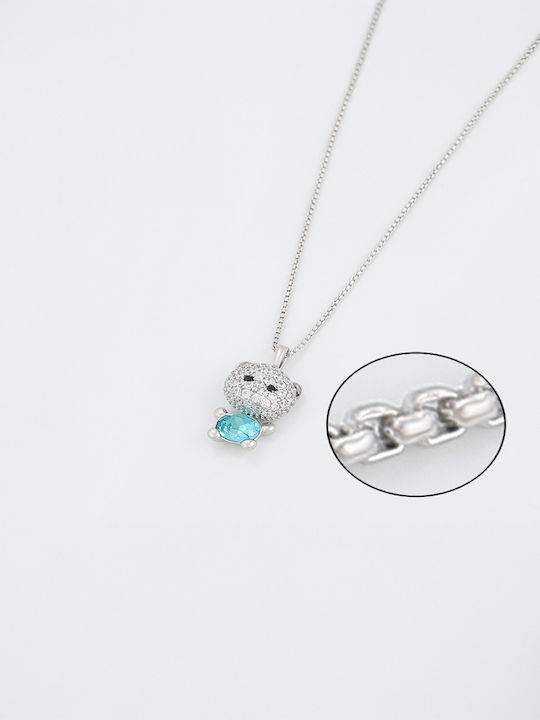 Chrysothemiss Crystal Bear, με Μπλε Κρύσταλλο Από Οικολογικό Χαλκό με Επίστρωση Πλατίνας Κολιέ Chrysothemiss Crystal Bear, με Μπλε Κρύσταλλο Από Οικολογικό Χαλκό με Επίστρωση Πλατίνας Κολιέ