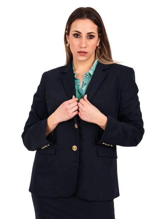 Baziana Damen Krepp Blazer blue