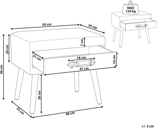Нощно Шкафче Дървено Зелено 50x35x46см