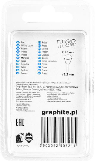 Graphite Σετ Φρέζες HSS για Μέταλλο \ Ξύλο \ Πλαστικό 3.2mm 2τμχ