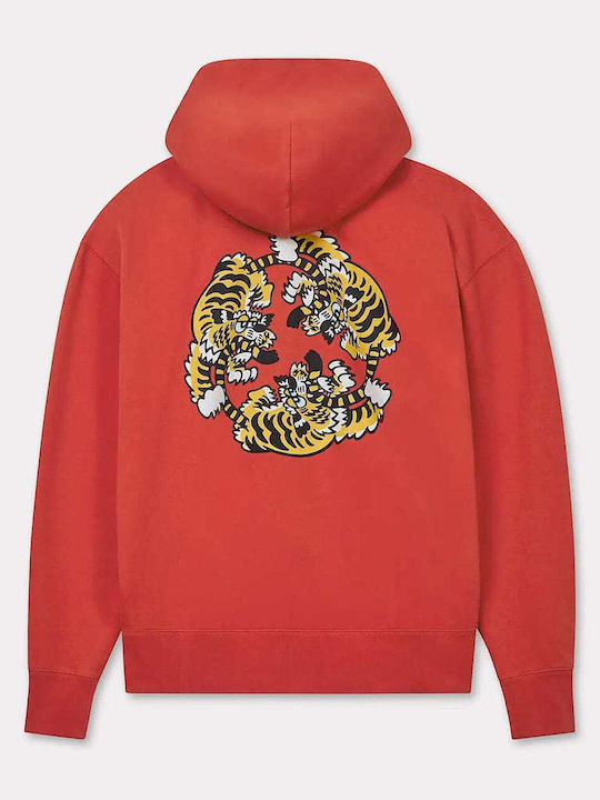 Long Women's Sweatshirt with Hood Red