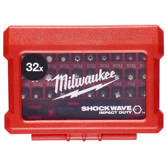 Milwaukee Сет 32 Битове за Винтоверт Торкс / Алън Shockwave